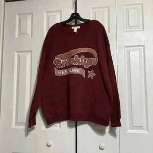 Birch and Stone maroon Brooklyn New York sweatshirt top shirt